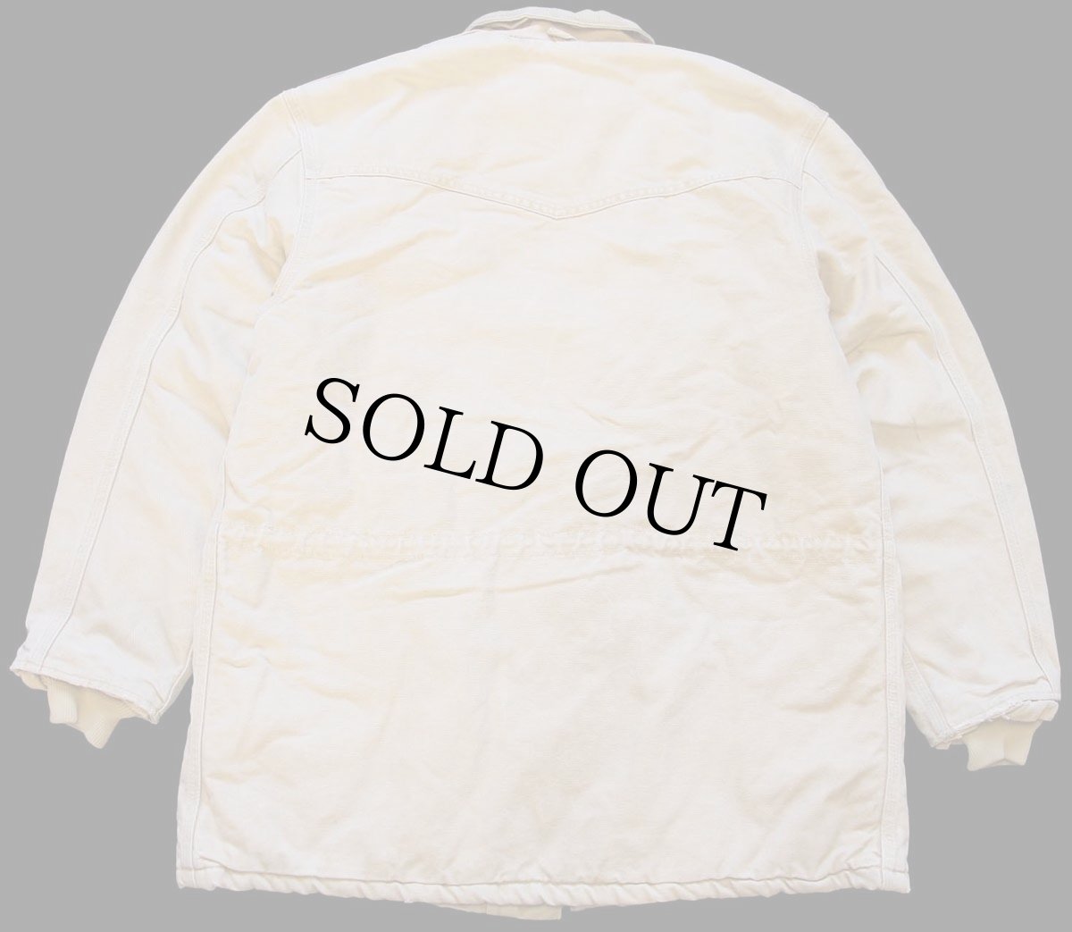 画像2: 80s USA製 carharttカーハート キルティングライナー サンドストーン ダック地 ランチコート 茶 フェード (2)