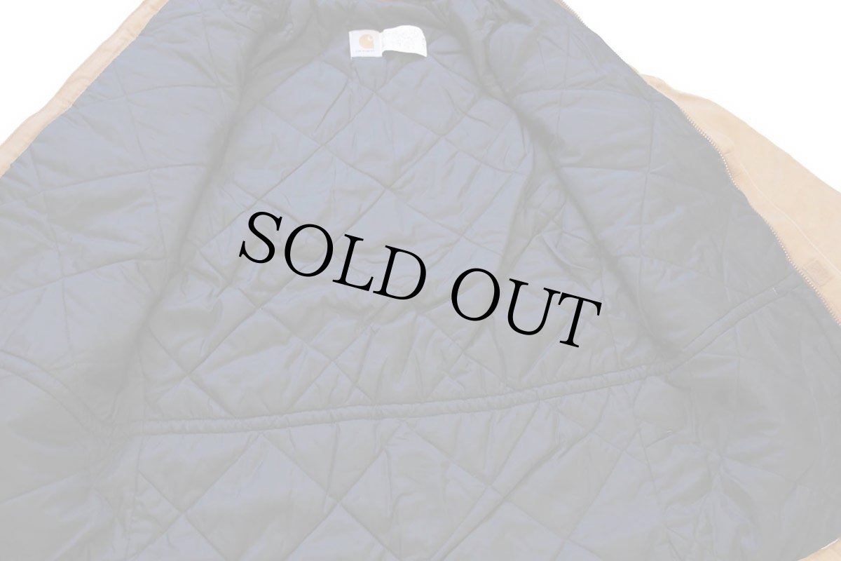 画像6: 90s USA製 carharttカーハート キルティングライナー ダック地 トラディショナルコート 茶 44T (6)