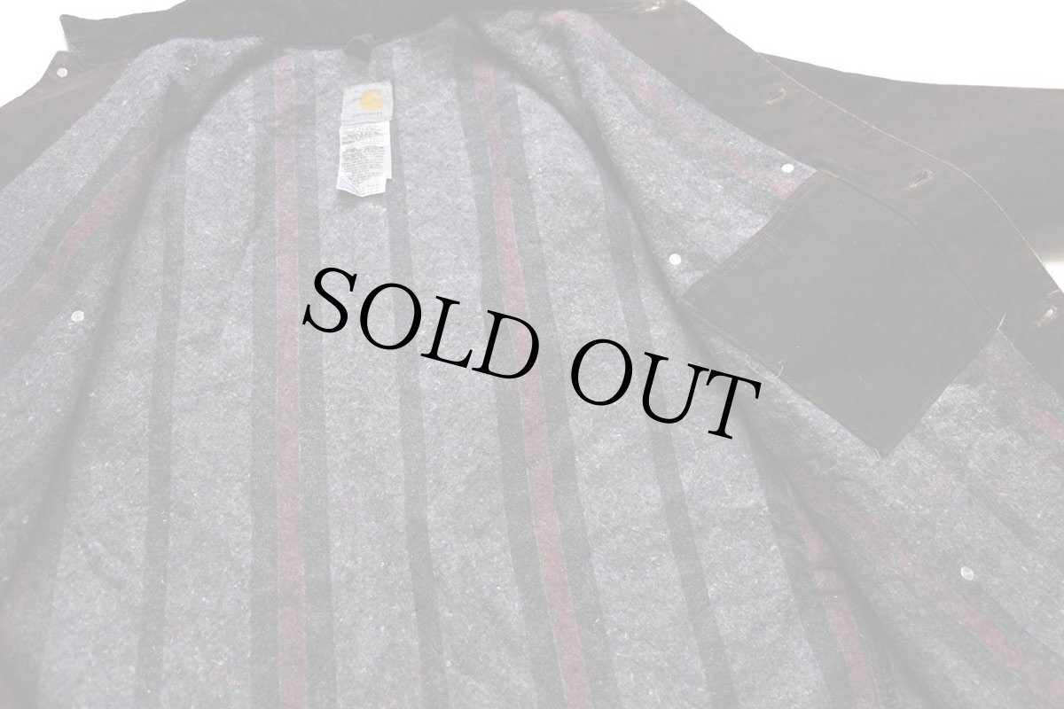 画像5: 00s メキシコ製 carharttカーハート ブランケットライナー ダック地 チョアコート カバーオール 焦げ茶 XL (5)