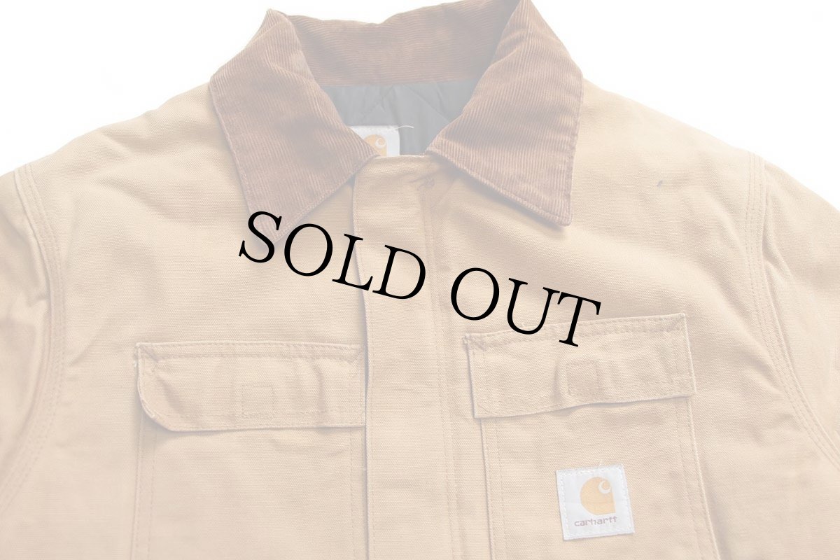 画像3: 90s carharttカーハート キルティングライナー ダック地 トラディショナルコート 茶 (3)