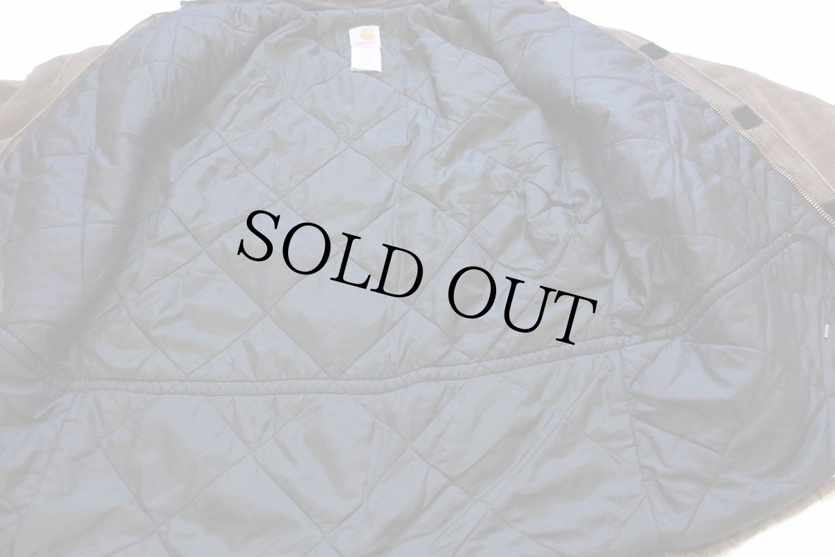 画像5: 00s USA製 carharttカーハート キルティングライナー ダック地 トラディショナルコート チェスナットブラウン L-R (5)