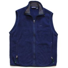 画像1: 90s USA製 patagoniaパタゴニア ロゴ刺繍 シンチラ フリースベスト 紺 M (1)