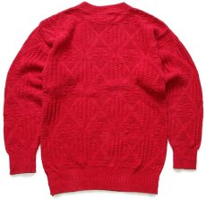 画像2: 80s USA製 JCPenney THE FOX フォークロア柄 コットンニット セーター 赤 S (2)