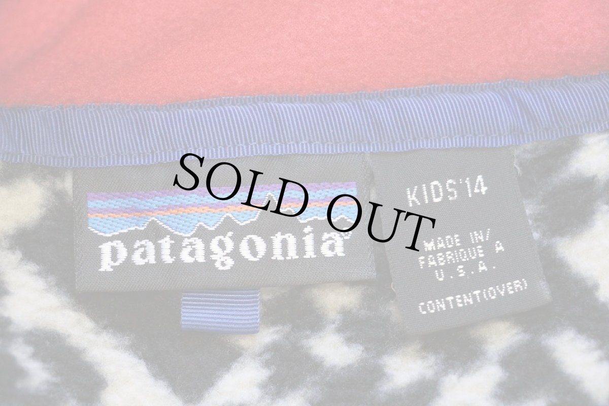 画像4: 90s USA製 patagoniaパタゴニア 総柄 フリース スナップT KIDS'14 (4)