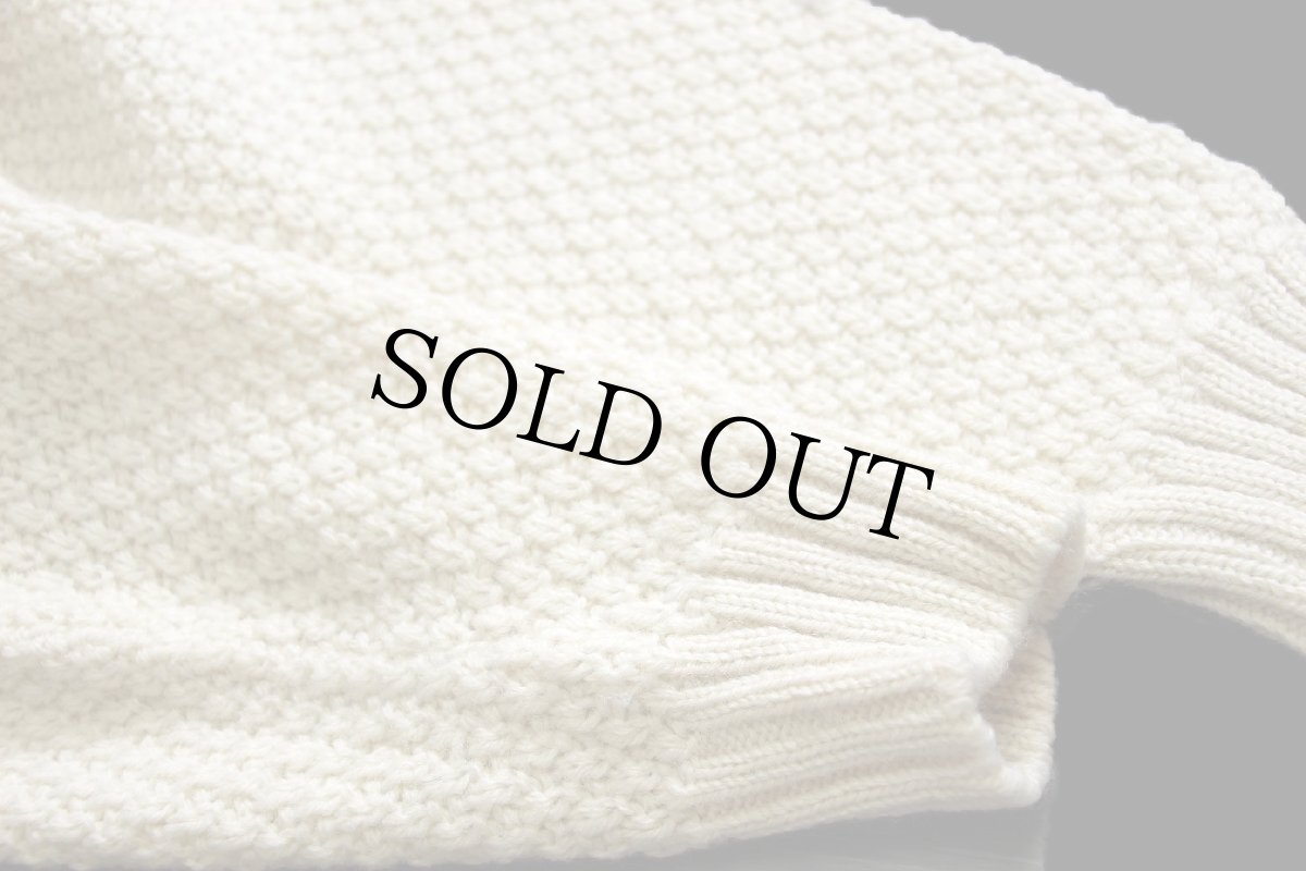 画像6: スコットランド製 Moffat Woollens ケーブル編み ウールニット カーディガン ナチュラル L★フィッシャーマン (6)