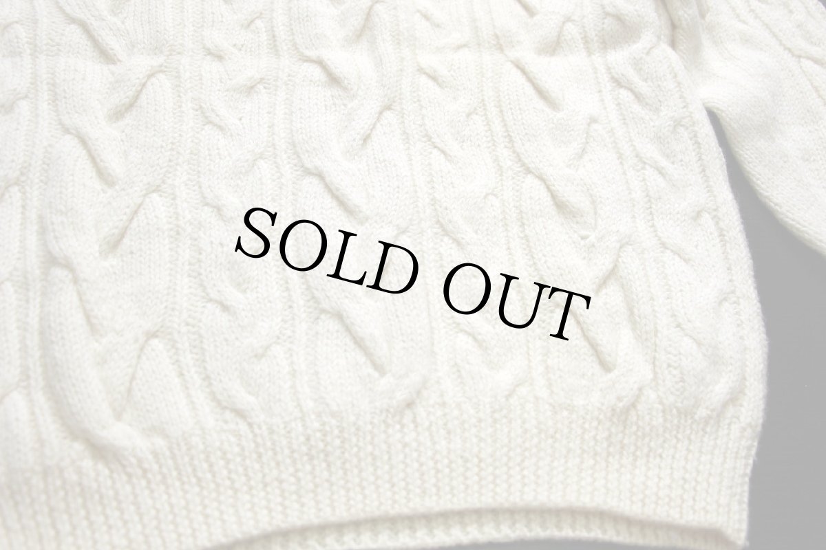 画像5: S.Moritz タートルネック ケーブル編み ウール ハンドニット セーター ナチュラル L★フィッシャーマン (5)