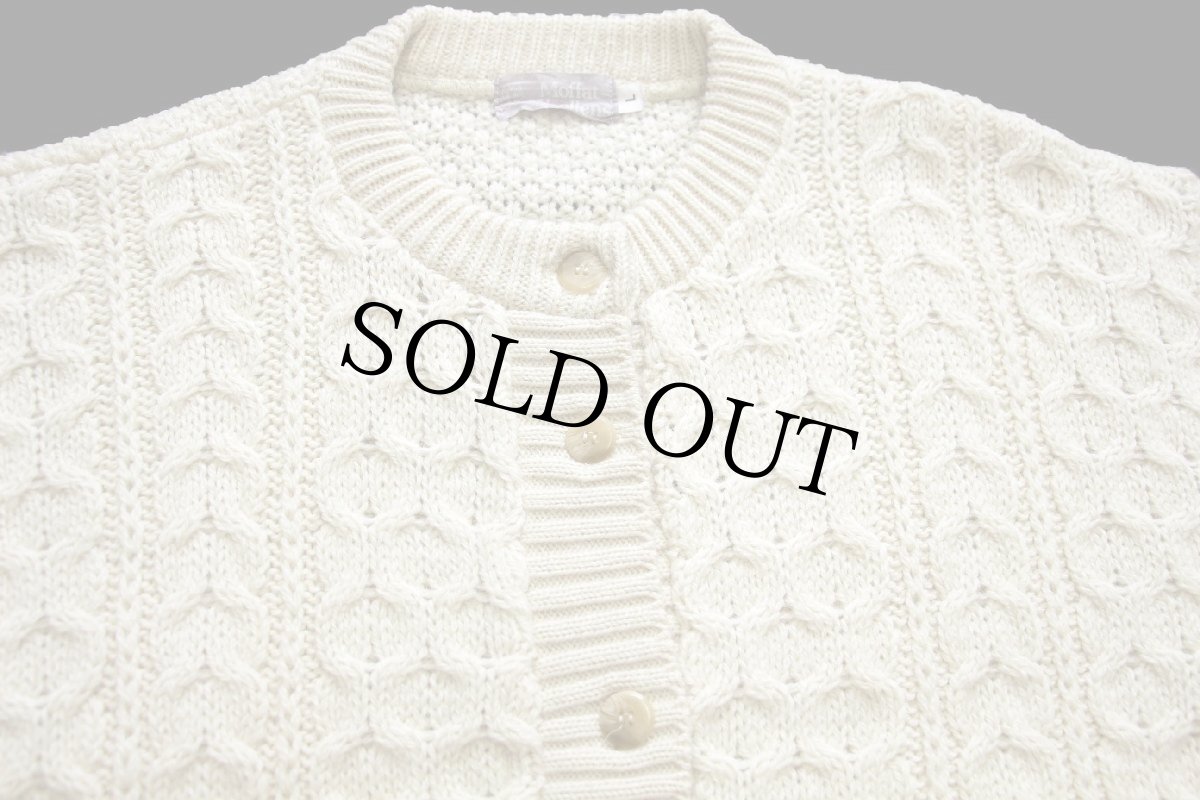 画像3: スコットランド製 Moffat Woollens ケーブル編み ウールニット カーディガン ナチュラル L★フィッシャーマン (3)