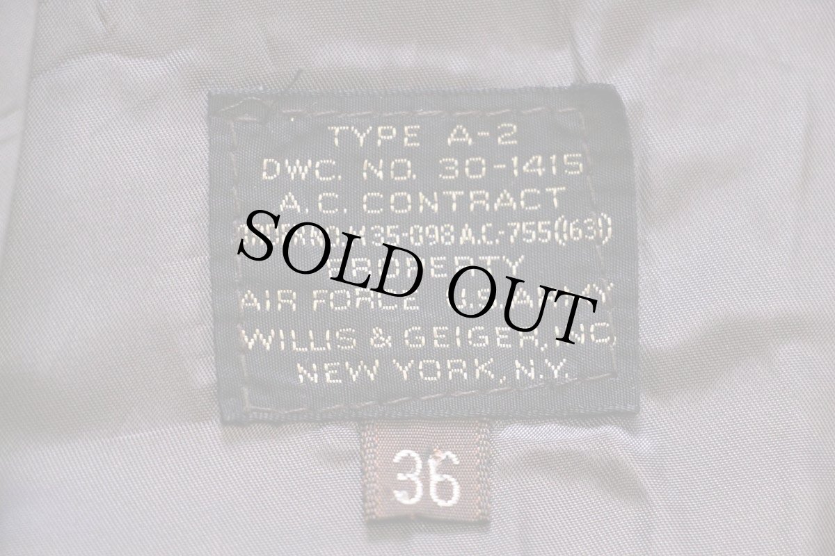 画像4: 80s WILLIS & GEIGER A-2 フライト レザージャケット 焦げ茶 36 (4)