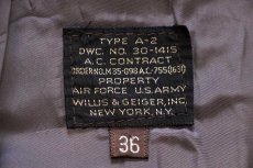画像4: 80s WILLIS & GEIGER A-2 フライト レザージャケット 焦げ茶 36 (4)