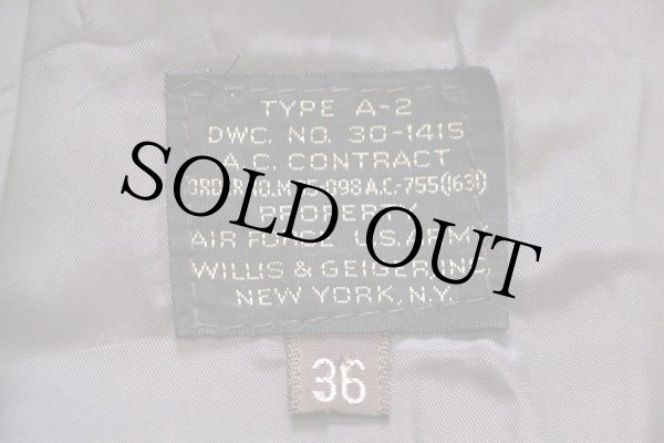 80s WILLIS & GEIGER A-2 フライト レザージャケット 焦げ茶 36