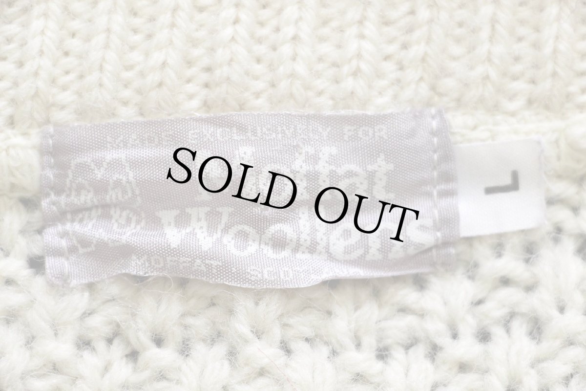 画像4: スコットランド製 Moffat Woollens ケーブル編み ウールニット カーディガン ナチュラル L★フィッシャーマン (4)