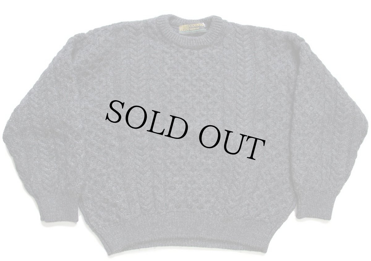画像1: アイルランド製 COUNTRY knitwear ケーブル編み ウールニット セーター チャコールグレー 42★フィッシャーマン (1)