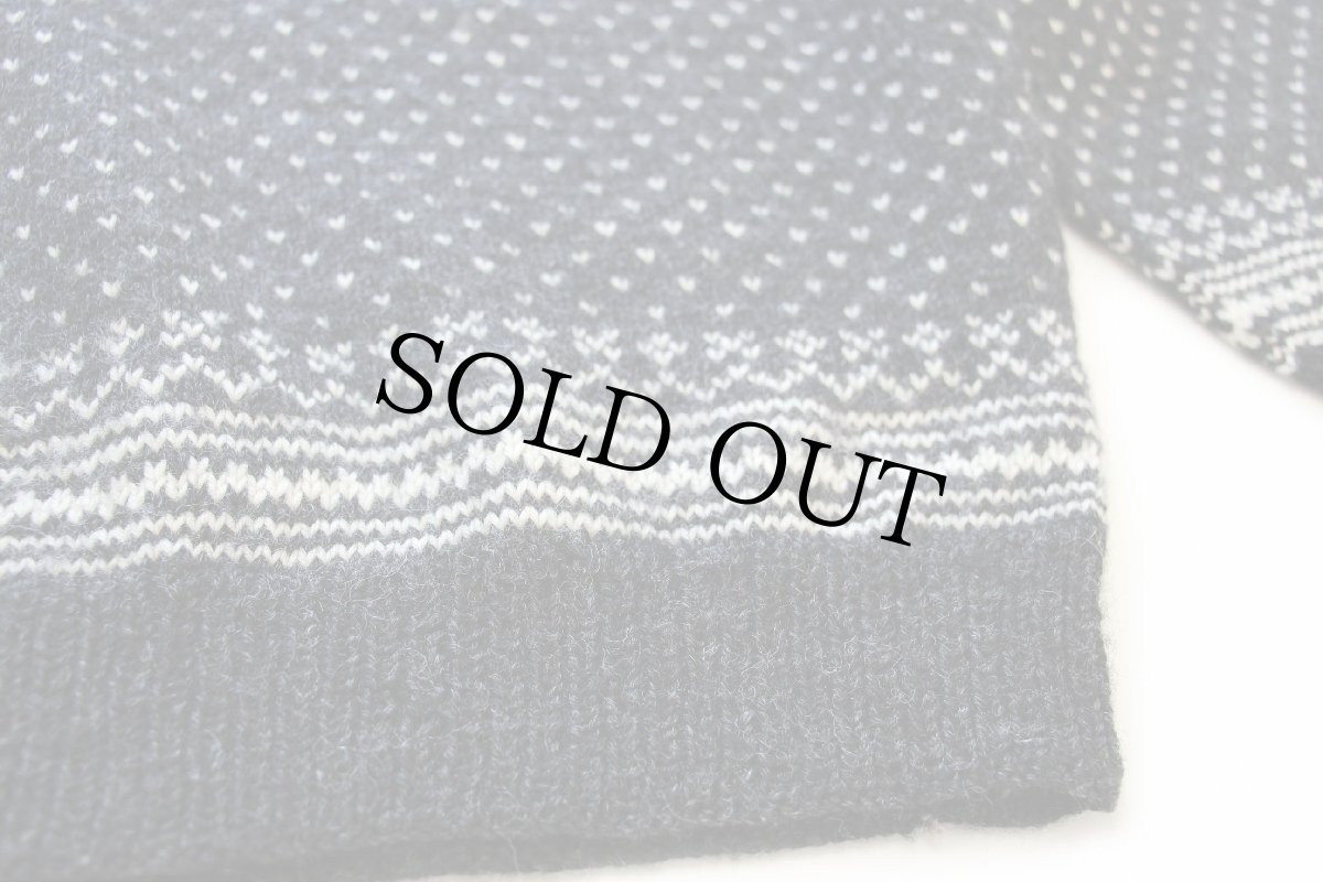 画像5: UNKNOWN ノルディック柄 チロリアンテープ ノーカラー プルオーバー ウールニット セーター (5)