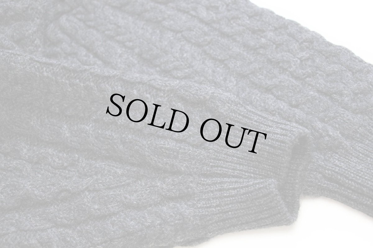 画像6: アイルランド製 COUNTRY knitwear ケーブル編み ウールニット セーター チャコールグレー 42★フィッシャーマン (6)