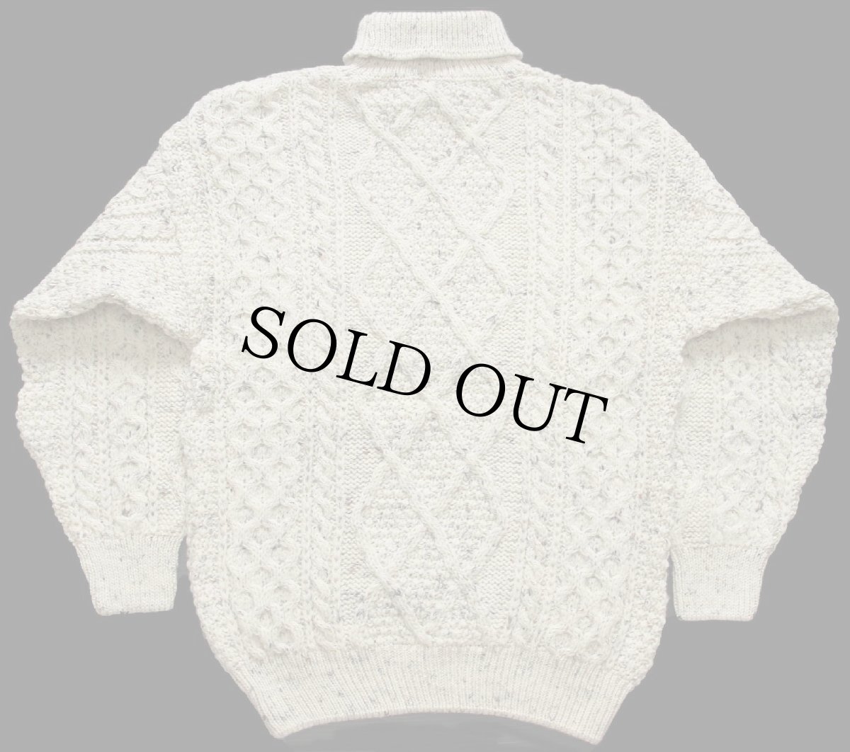 画像2: 英国製 Oak Tree タートルネック ケーブル編み ネップ入り ウールニット セーター ナチュラル★フィッシャーマン (2)