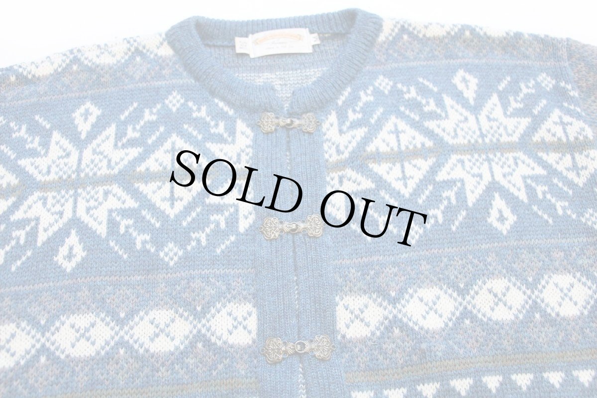 画像3: 英国製 JAMES PRINGLE WEAVERS 雪柄 ノルディック柄 ウールニット カーディガン M (3)