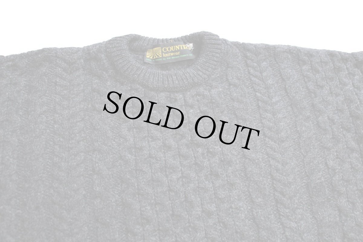 画像3: アイルランド製 COUNTRY knitwear ケーブル編み ウールニット セーター チャコールグレー 42★フィッシャーマン (3)