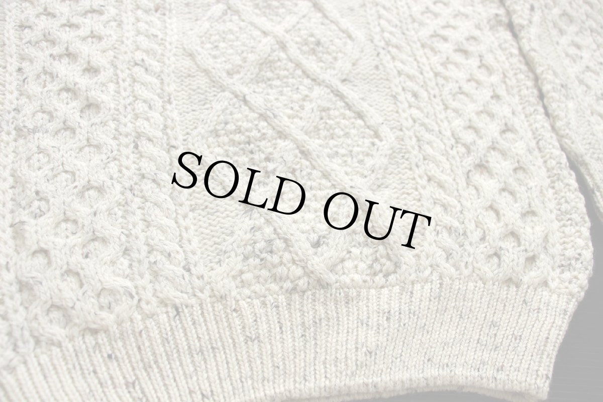 画像5: 英国製 Oak Tree タートルネック ケーブル編み ネップ入り ウールニット セーター ナチュラル★フィッシャーマン (5)