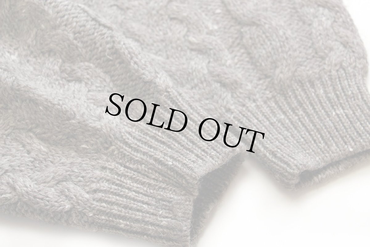 画像6: アイルランド製 Country Club ケーブル編み ネップ入り ウールニット セーター グレーブラウン XL★フィッシャーマン (6)