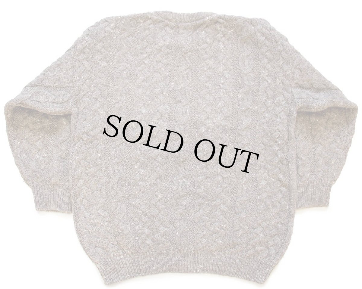 画像2: アイルランド製 Country Club ケーブル編み ネップ入り ウールニット セーター グレーブラウン XL★フィッシャーマン (2)