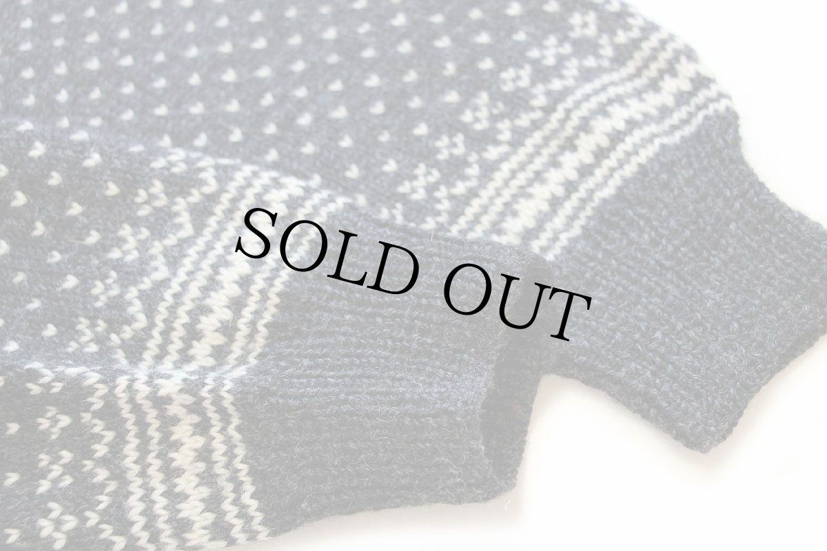 画像6: UNKNOWN ノルディック柄 チロリアンテープ ノーカラー プルオーバー ウールニット セーター (6)