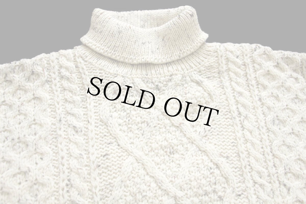 画像3: 英国製 Oak Tree タートルネック ケーブル編み ネップ入り ウールニット セーター ナチュラル★フィッシャーマン (3)