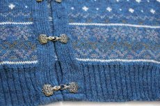 画像5: 英国製 JAMES PRINGLE WEAVERS 雪柄 ノルディック柄 ウールニット カーディガン M (5)