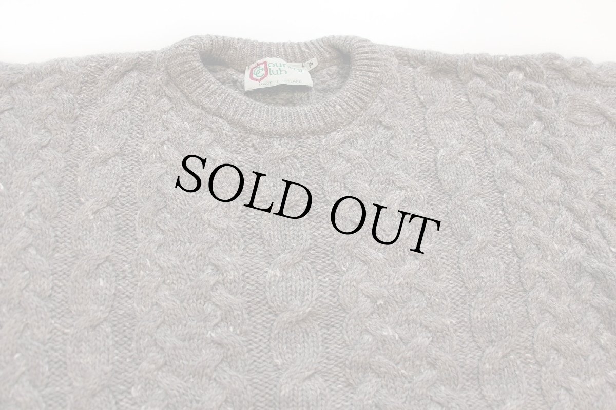 画像3: アイルランド製 Country Club ケーブル編み ネップ入り ウールニット セーター グレーブラウン XL★フィッシャーマン (3)