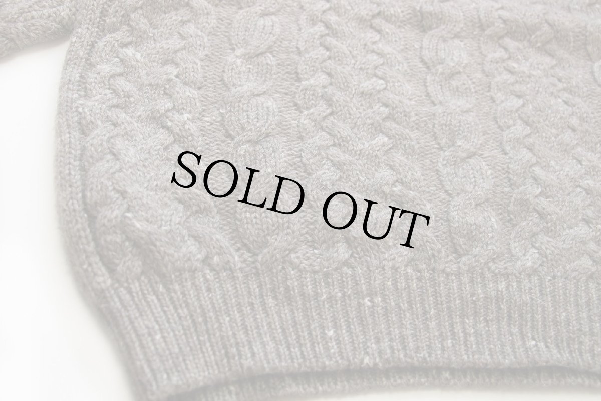 画像5: アイルランド製 Country Club ケーブル編み ネップ入り ウールニット セーター グレーブラウン XL★フィッシャーマン (5)