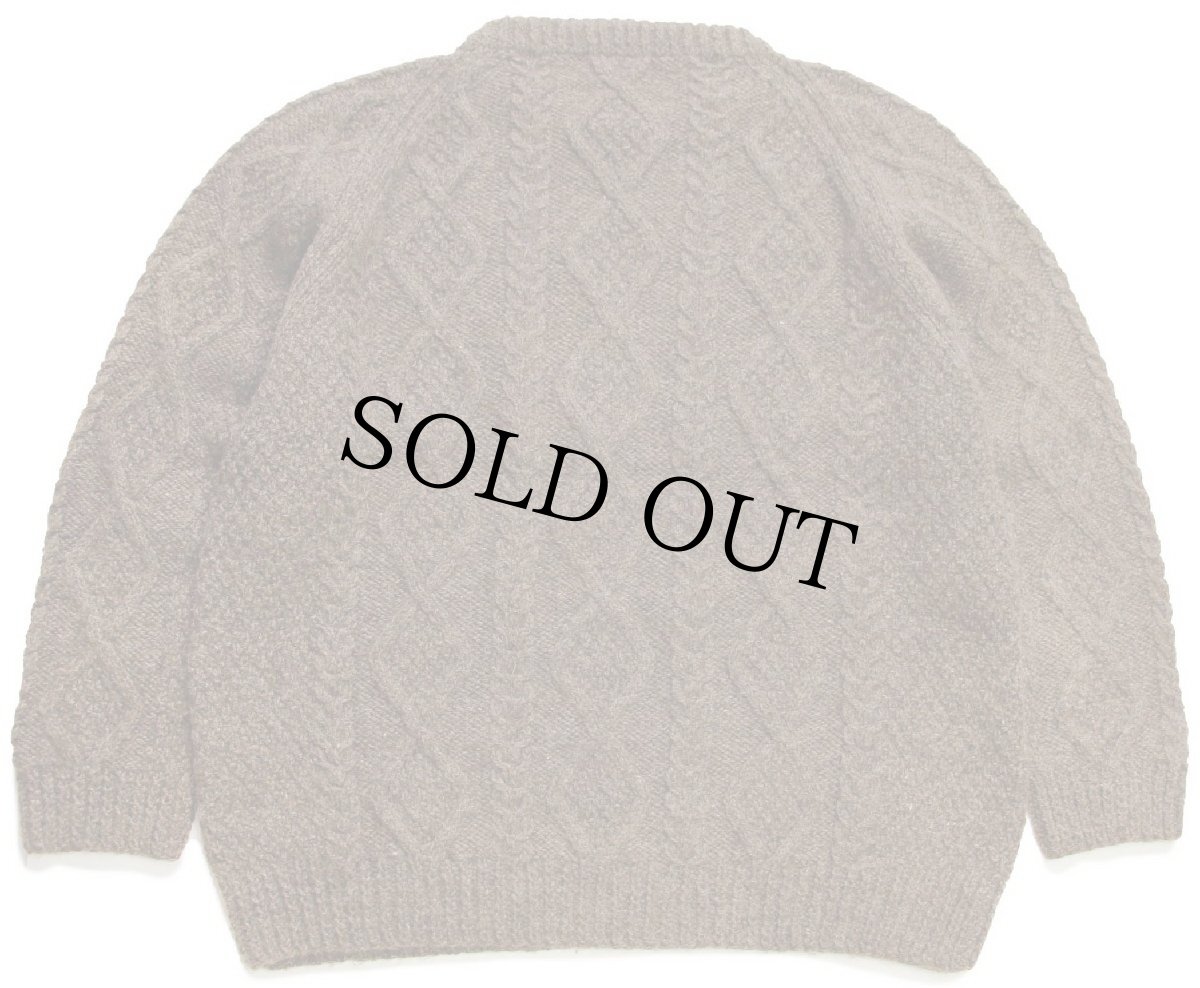 画像2: アイルランド製 Quill's ケーブル編み ウール ハンドニット セーター ブラウン ミックス★フィッシャーマン (2)