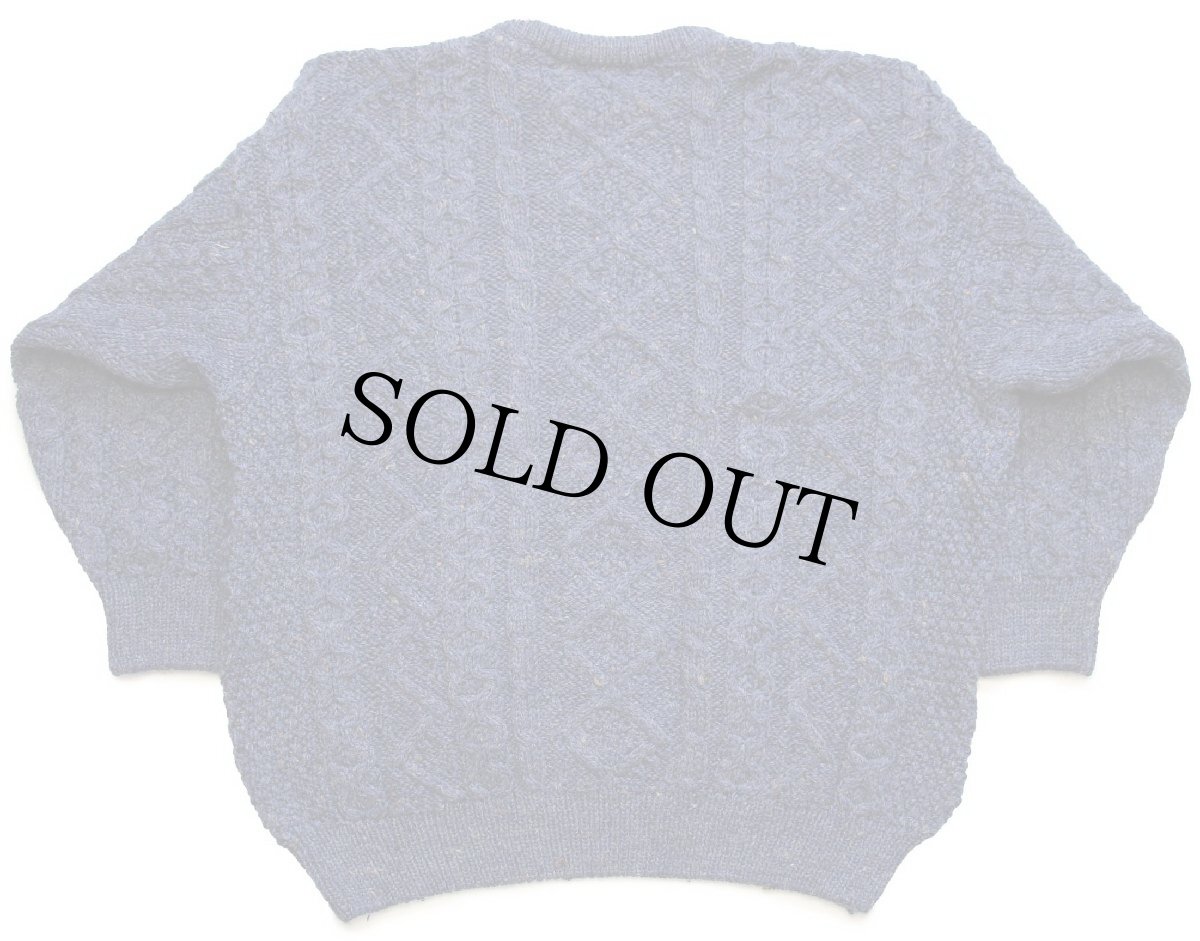 画像2: アイルランド製 Clady Knit ケーブル編み ネップ入り ウール ハンドニット セーター 薄紺★フィッシャーマン (2)