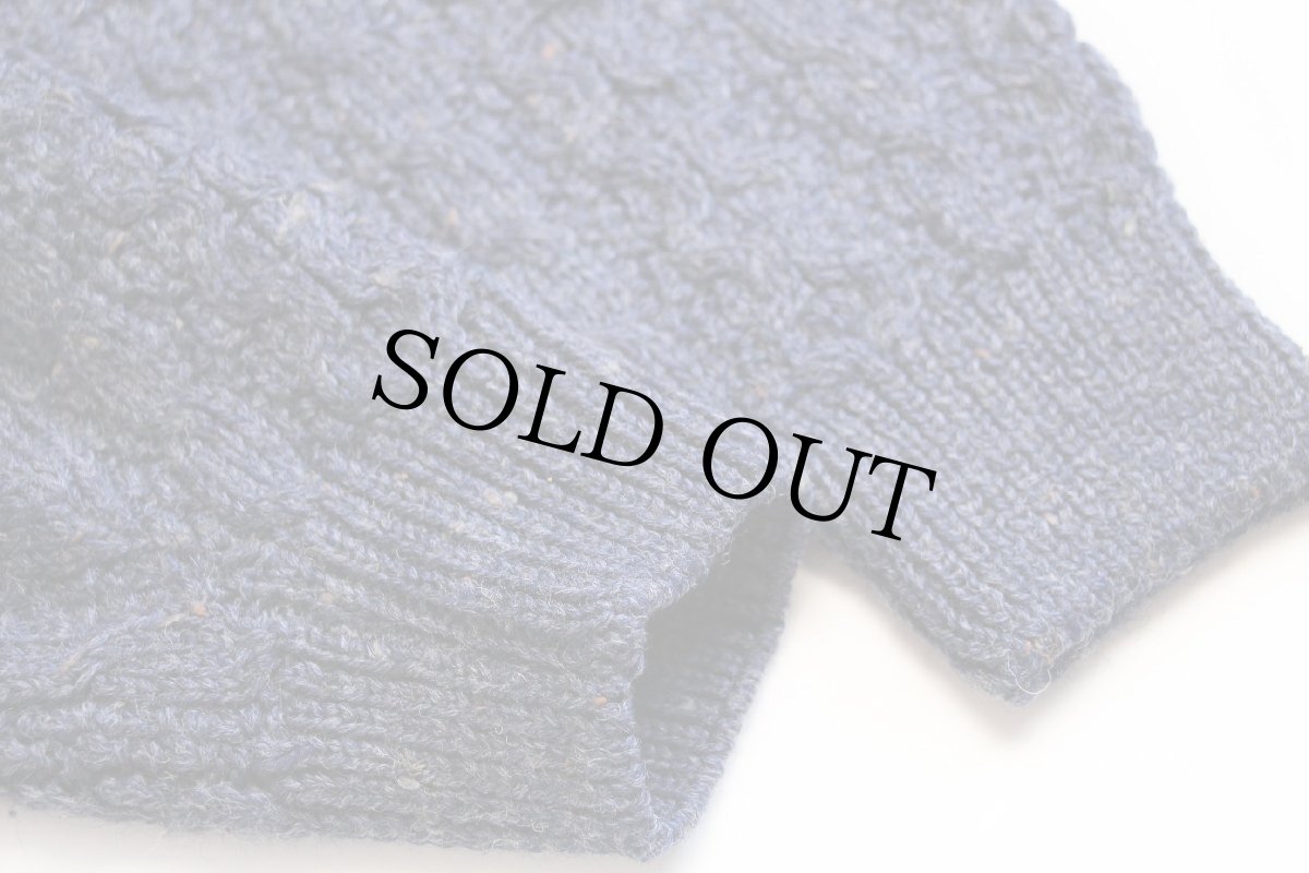 画像6: アイルランド製 Clady Knit ケーブル編み ネップ入り ウール ハンドニット セーター 薄紺★フィッシャーマン (6)