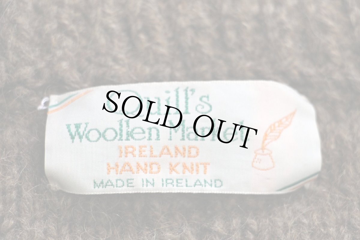 画像4: アイルランド製 Quill's ケーブル編み ウール ハンドニット セーター ブラウン ミックス★フィッシャーマン (4)