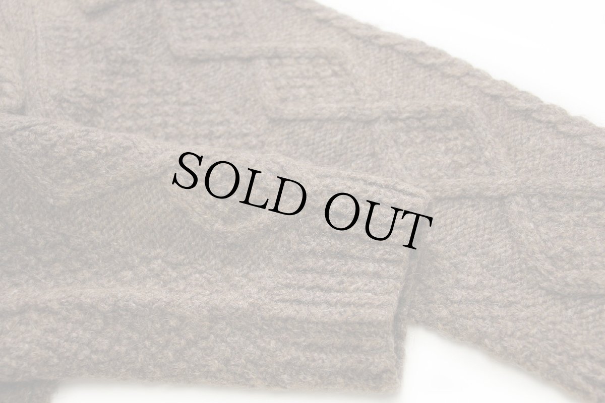 画像6: アイルランド製 Quill's ケーブル編み ウール ハンドニット セーター ブラウン ミックス★フィッシャーマン (6)