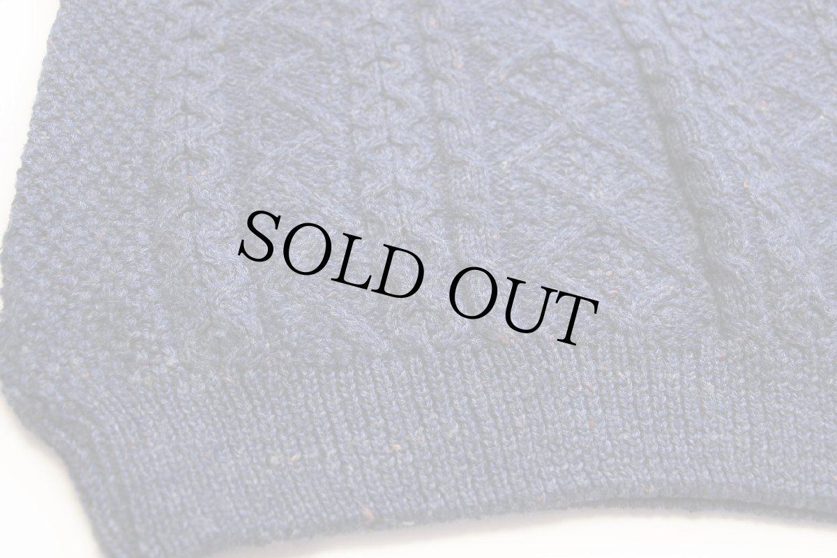 画像5: アイルランド製 Clady Knit ケーブル編み ネップ入り ウール ハンドニット セーター 薄紺★フィッシャーマン (5)