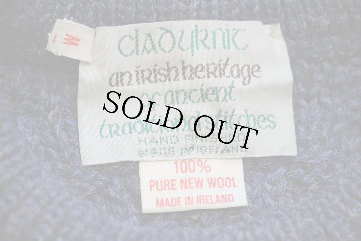 画像4: アイルランド製 Clady Knit ケーブル編み ネップ入り ウール ハンドニット セーター 薄紺★フィッシャーマン (4)