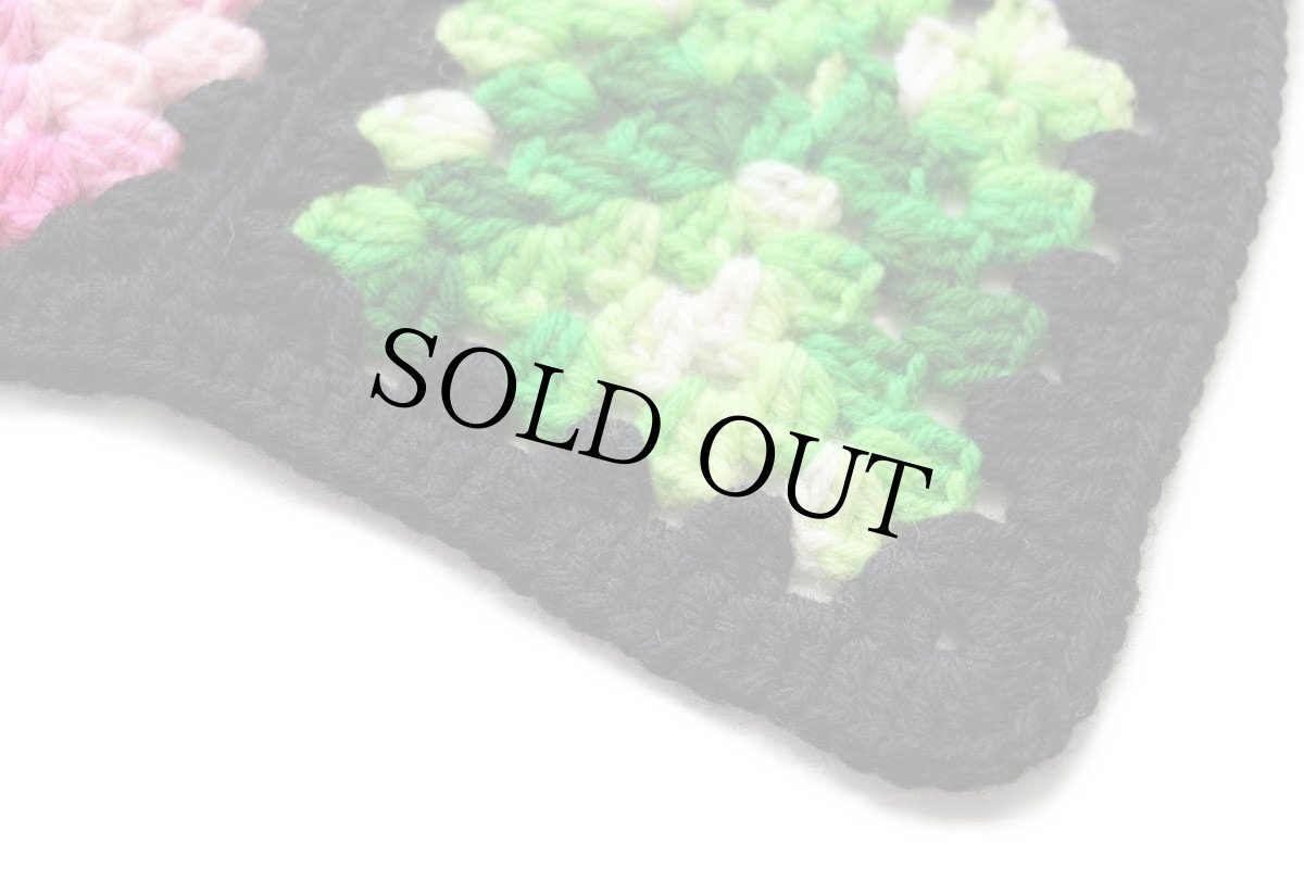 画像5: スクエア モチーフ ニット グラニー ブランケット 黒★E カギ編み (5)