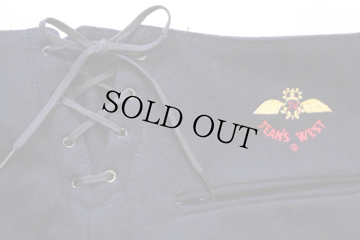 画像6: デッドストック★70s JEAN'S WEST フレア メルトン ウール セーラーパンツ 濃紺 W30 (6)