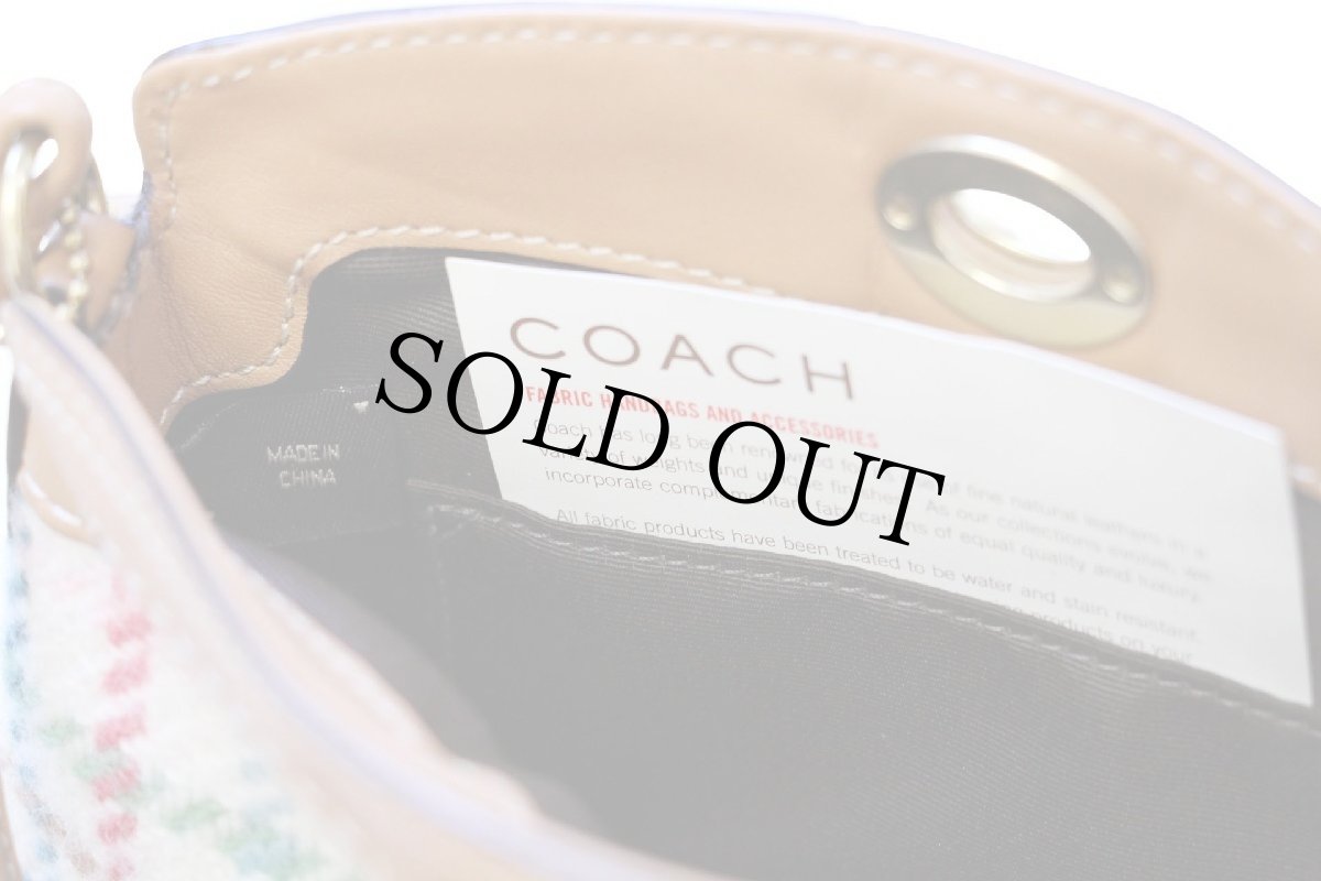 画像5: 00s COACH オールド コーチ チェック ツイード ウール×レザー 切り替え ポーチ (5)