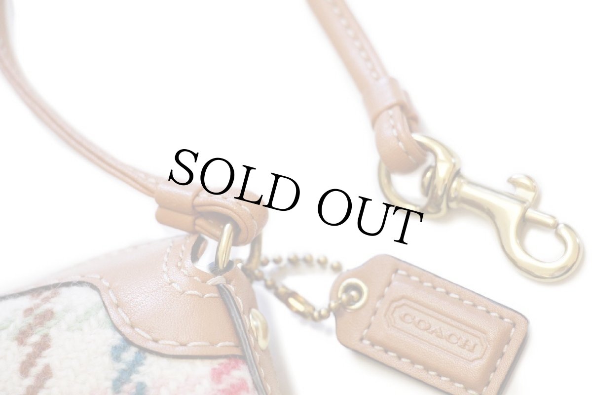 画像7: 00s COACH オールド コーチ チェック ツイード ウール×レザー 切り替え ポーチ (7)