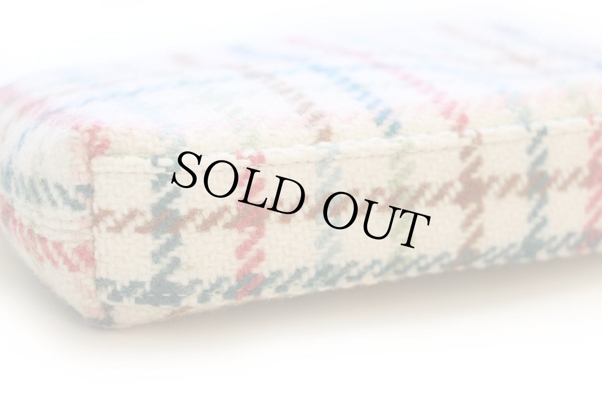 画像4: 00s COACH オールド コーチ チェック ツイード ウール×レザー 切り替え ポーチ (4)