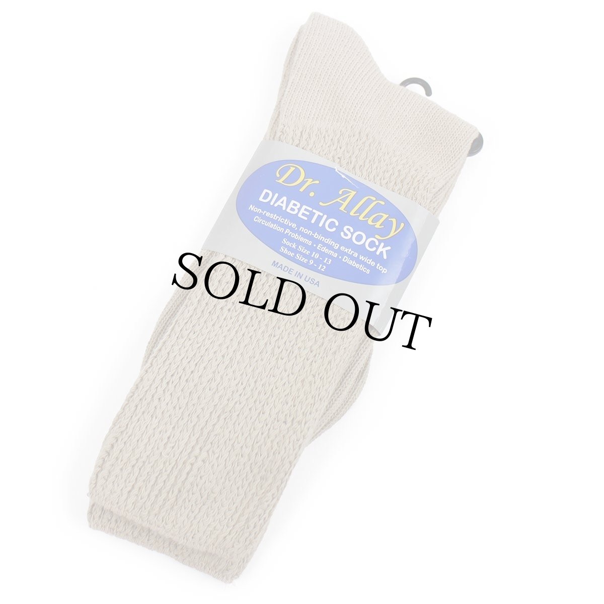 画像1: デッドストック★USA製 Dr.Allay DIABETIC SOCK 無地 ストレッチ コットン ソックス ベージュ 10-13★靴下 (1)