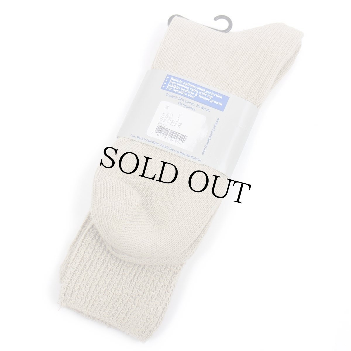 画像2: デッドストック★USA製 Dr.Allay DIABETIC SOCK 無地 ストレッチ コットン ソックス ベージュ 10-13★靴下 (2)