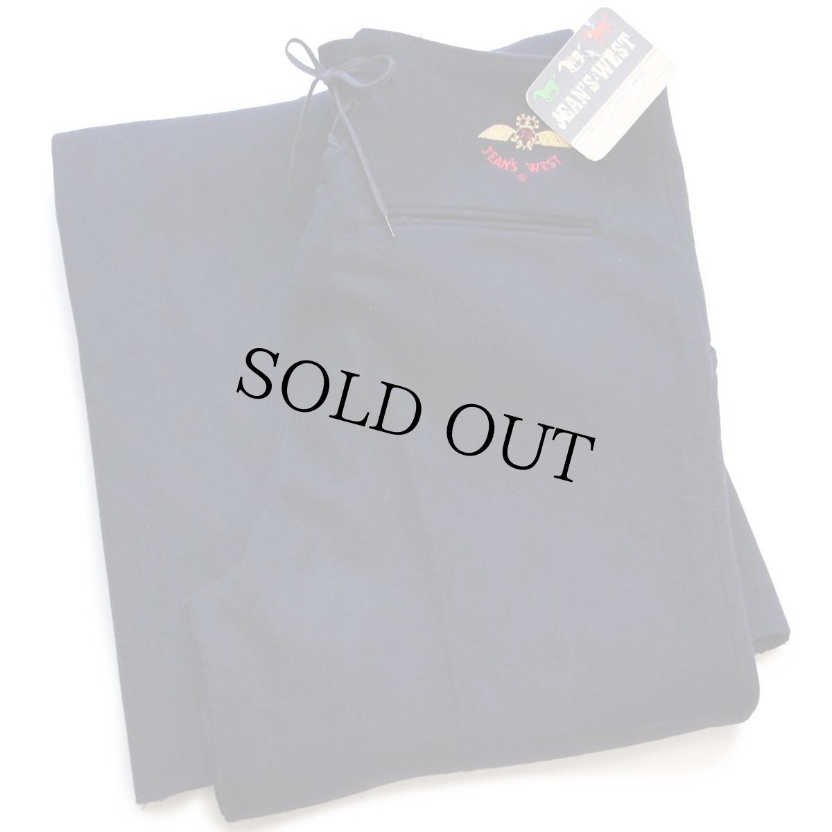 画像1: デッドストック★70s JEAN'S WEST フレア メルトン ウール セーラーパンツ 濃紺 W30 (1)