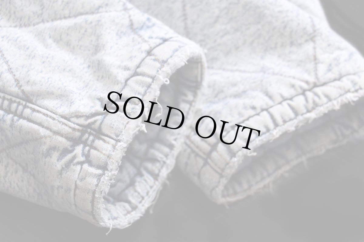 画像10: 90s イタリア製 Rifle ケミカルウォッシュ キルティング デニム ダッフルコート L★アシッド (10)