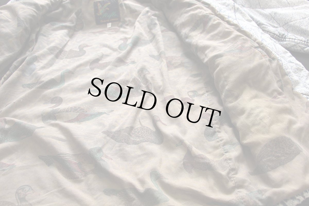 画像5: 90s イタリア製 Rifle ケミカルウォッシュ キルティング デニム ダッフルコート L★アシッド (5)