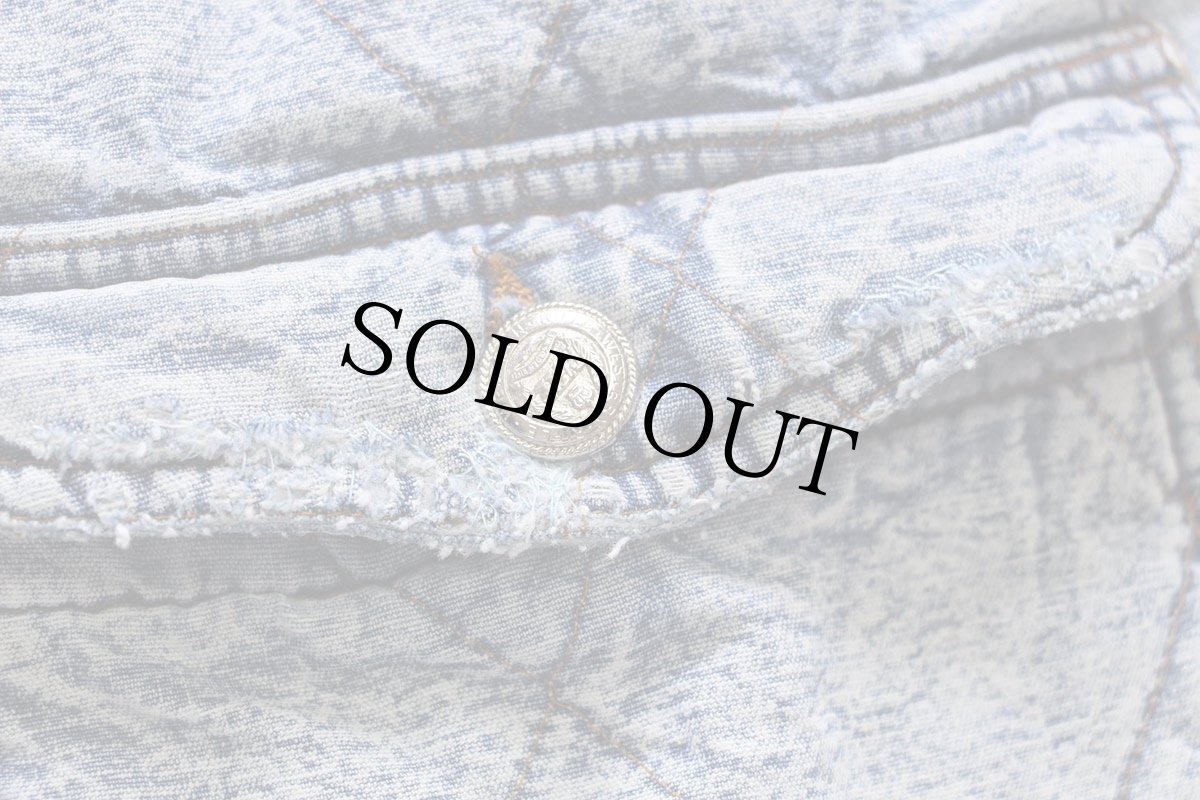 画像8: 90s イタリア製 Rifle ケミカルウォッシュ キルティング デニム ダッフルコート L★アシッド (8)