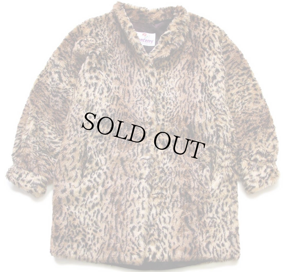 画像1: 80s USA製 Monterey FASHIONS レオパード柄 ドルマンスリーブ フェイクファーコート 14 (1)