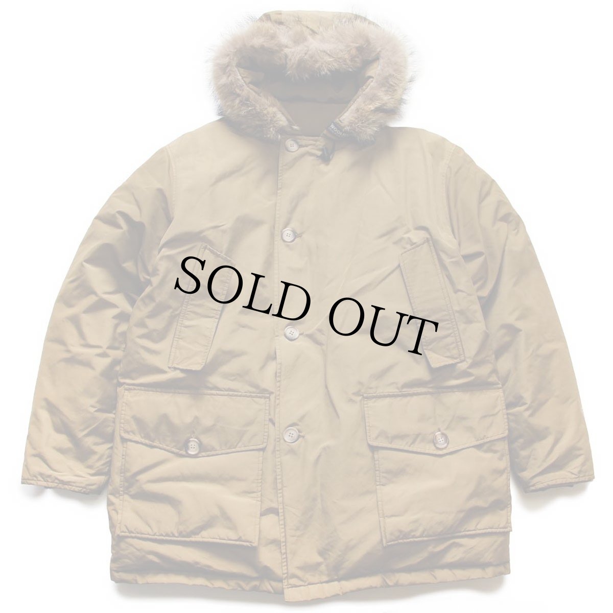 画像1: 00s USA製 WOOLRICH JOHN RICH&BROS ウールリッチ コヨーテファー アークティックパーカー ダウンコート カーキ L★B-9タイプ (1)