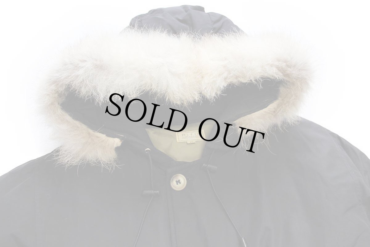 画像3: 90s RIFLE コヨーテファー ダウンコート 黒 M★アークティックパーカー B-9タイプ  (3)